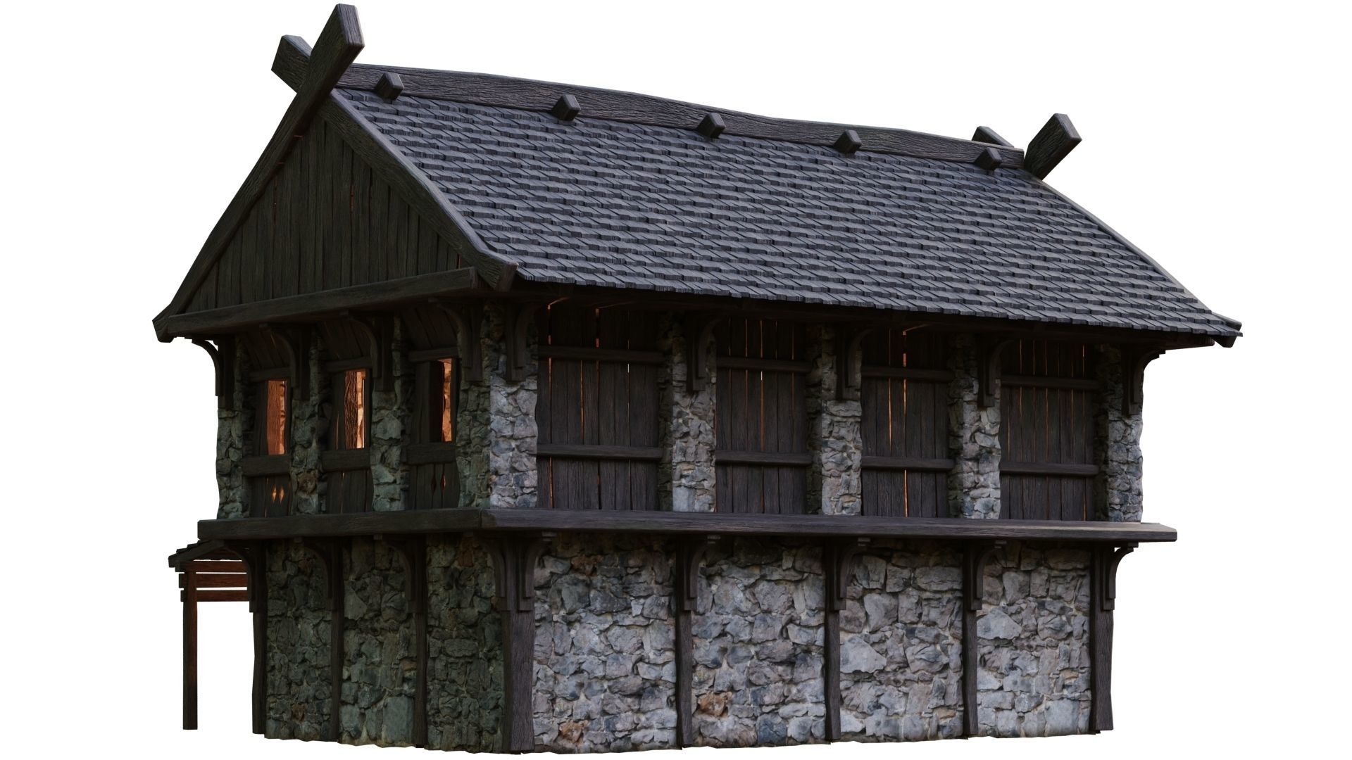 Old Medieval Building House 4K Textures GameReady 43 Low-poly 3D model_8