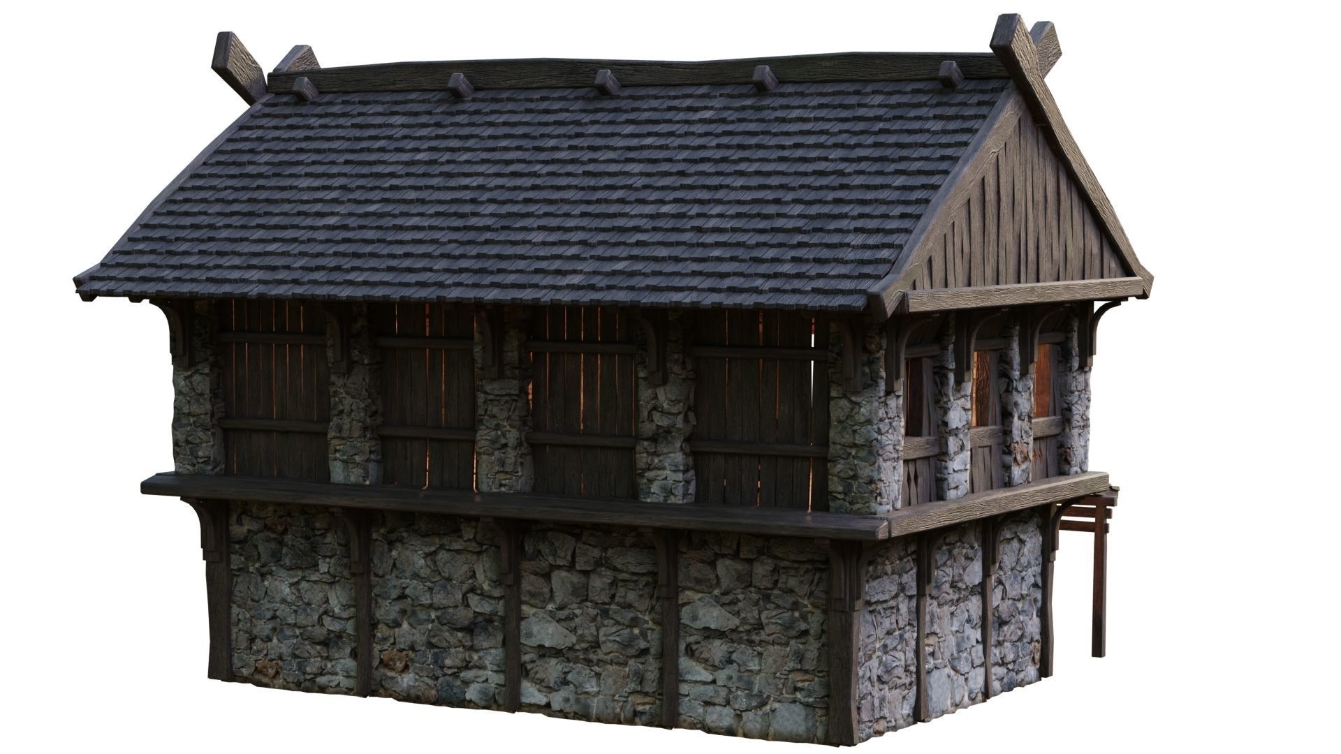 Old Medieval Building House 4K Textures GameReady 43 Low-poly 3D model_11