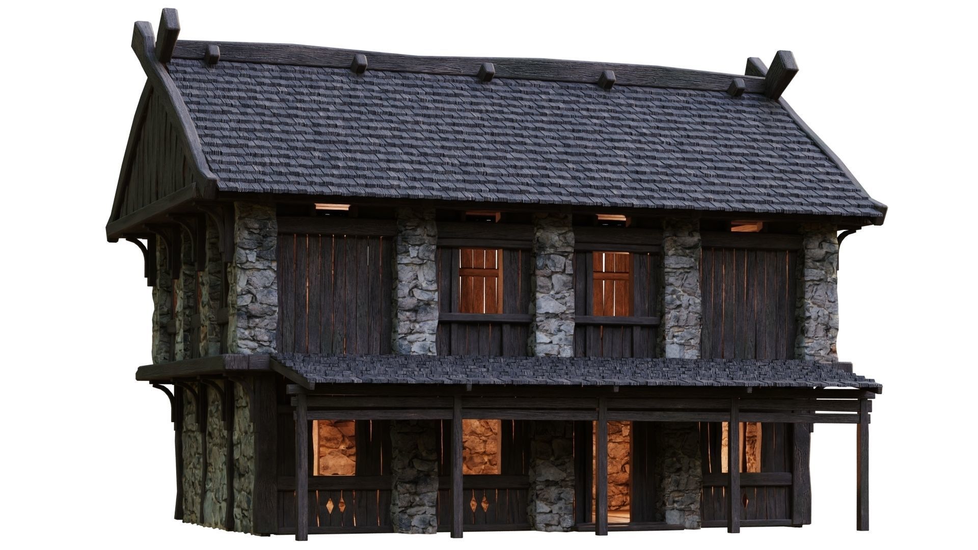 Old Medieval Building House 4K Textures GameReady 43 Low-poly 3D model_3