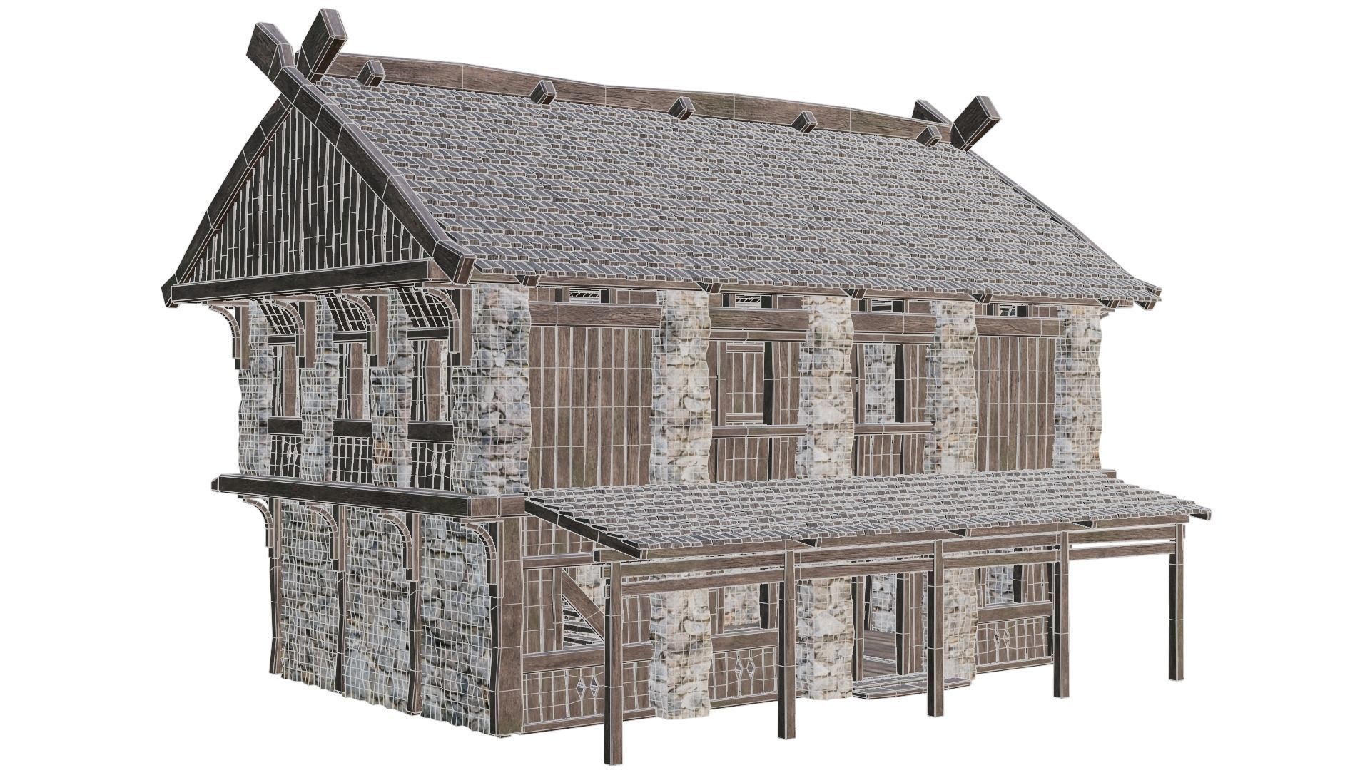 Old Medieval Building House 4K Textures GameReady 43 Low-poly 3D model_6