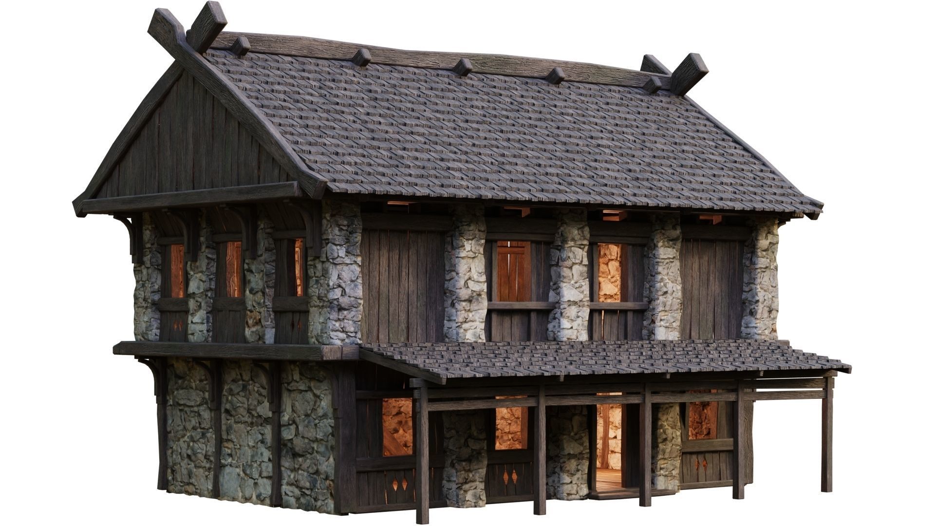 Old Medieval Building House 4K Textures GameReady 43 Low-poly 3D model_10