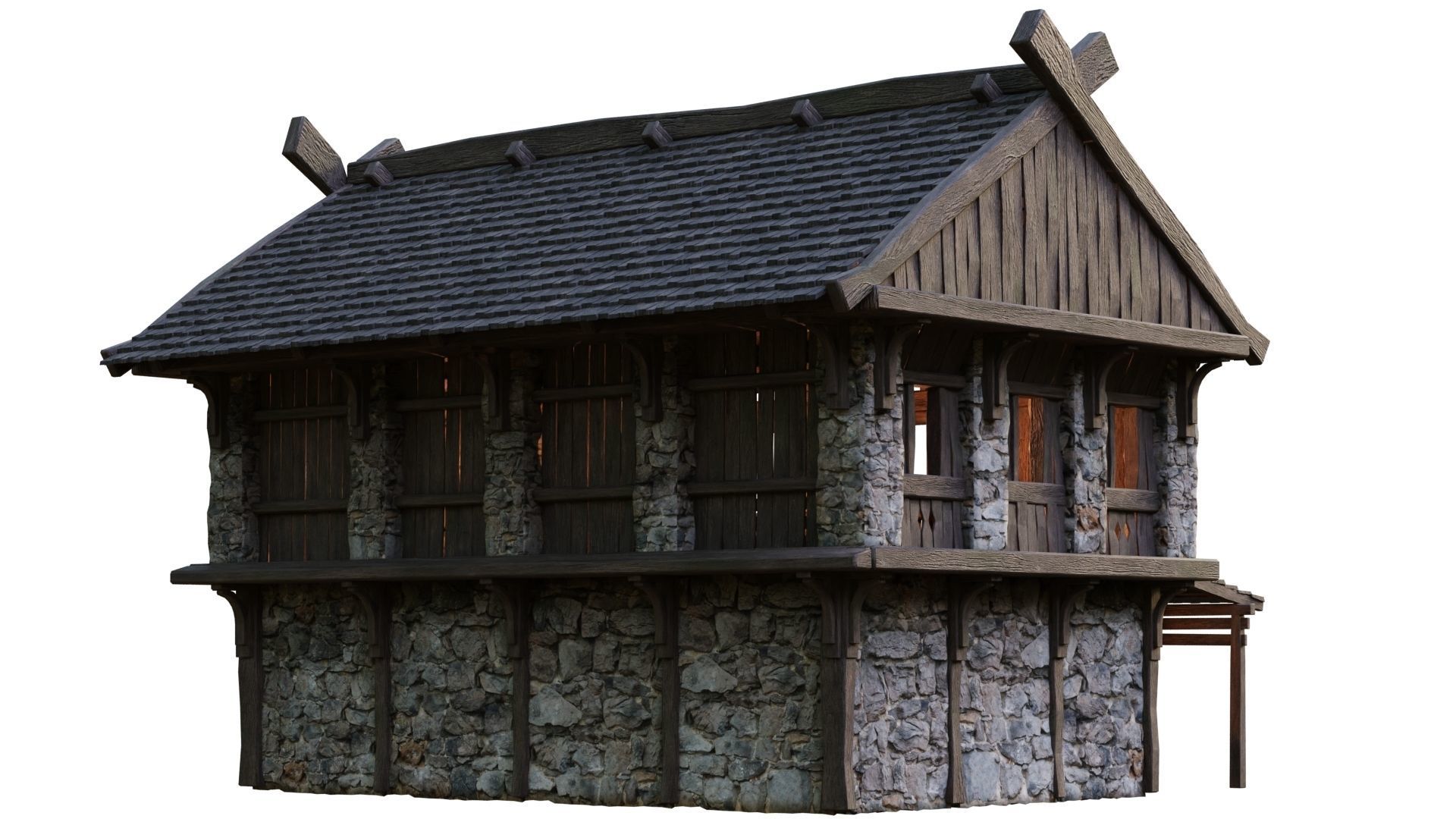 Old Medieval Building House 4K Textures GameReady 43 Low-poly 3D model_7