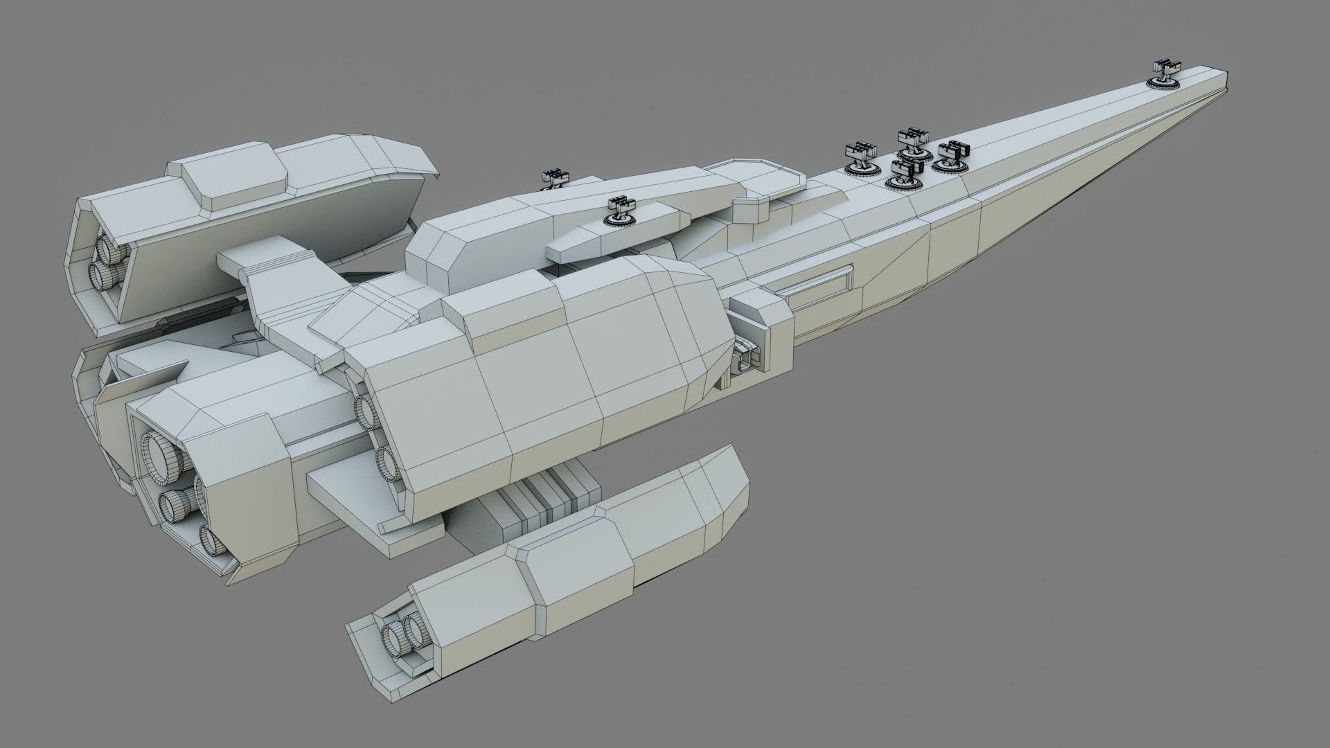Sci-Fi Cruiser Aurora - Game Ready - PBR Low-poly 3D model_15