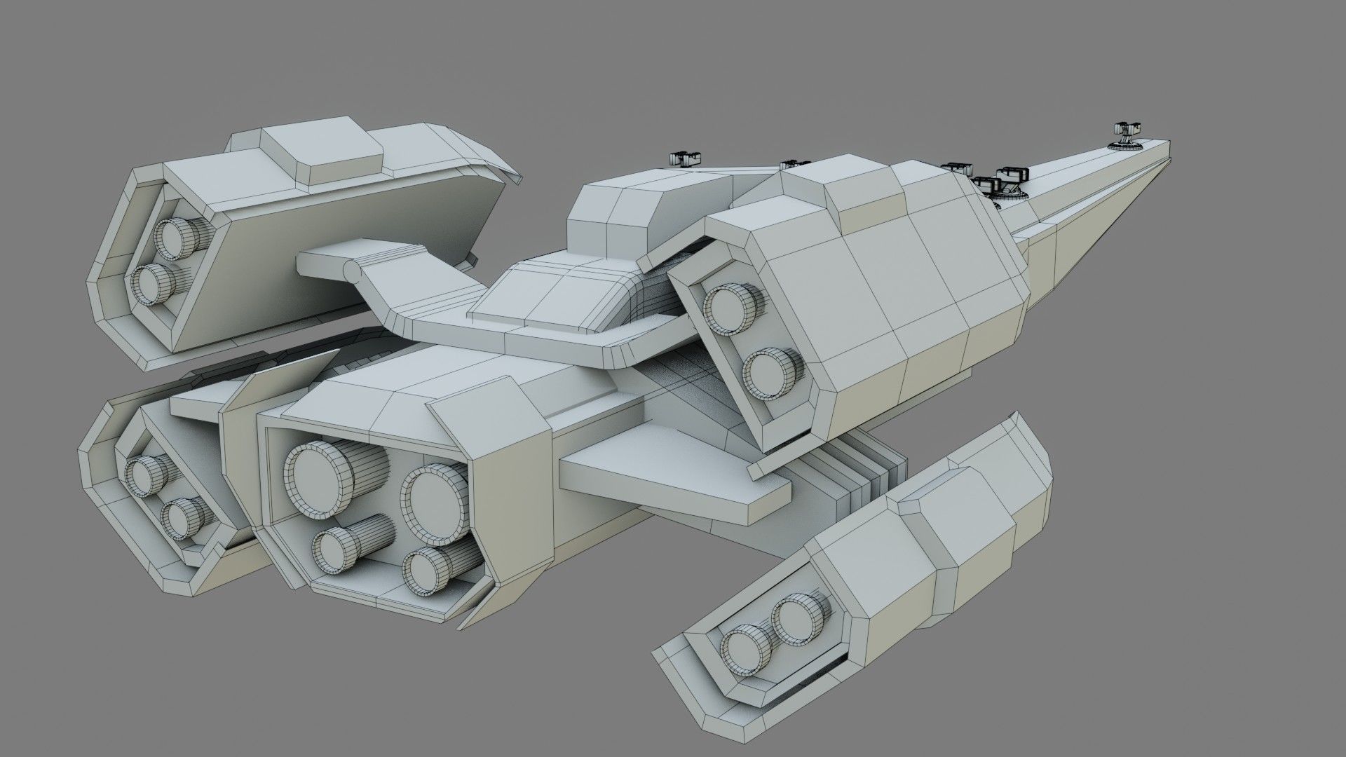 Sci-Fi Cruiser Aurora - Game Ready - PBR Low-poly 3D model_14