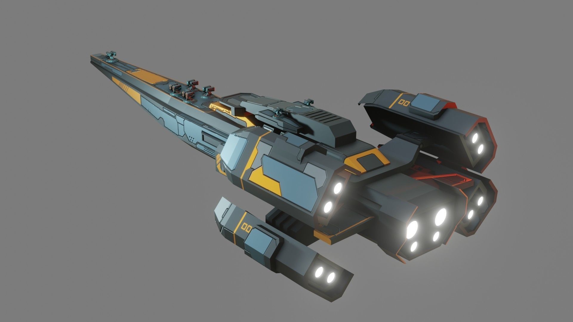 Sci-Fi Cruiser Aurora - Game Ready - PBR Low-poly 3D model_3