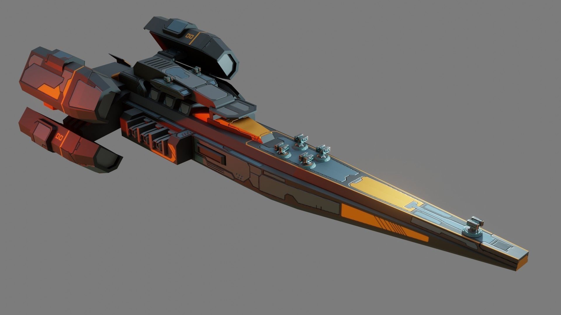 Sci-Fi Cruiser Aurora - Game Ready - PBR Low-poly 3D model_8