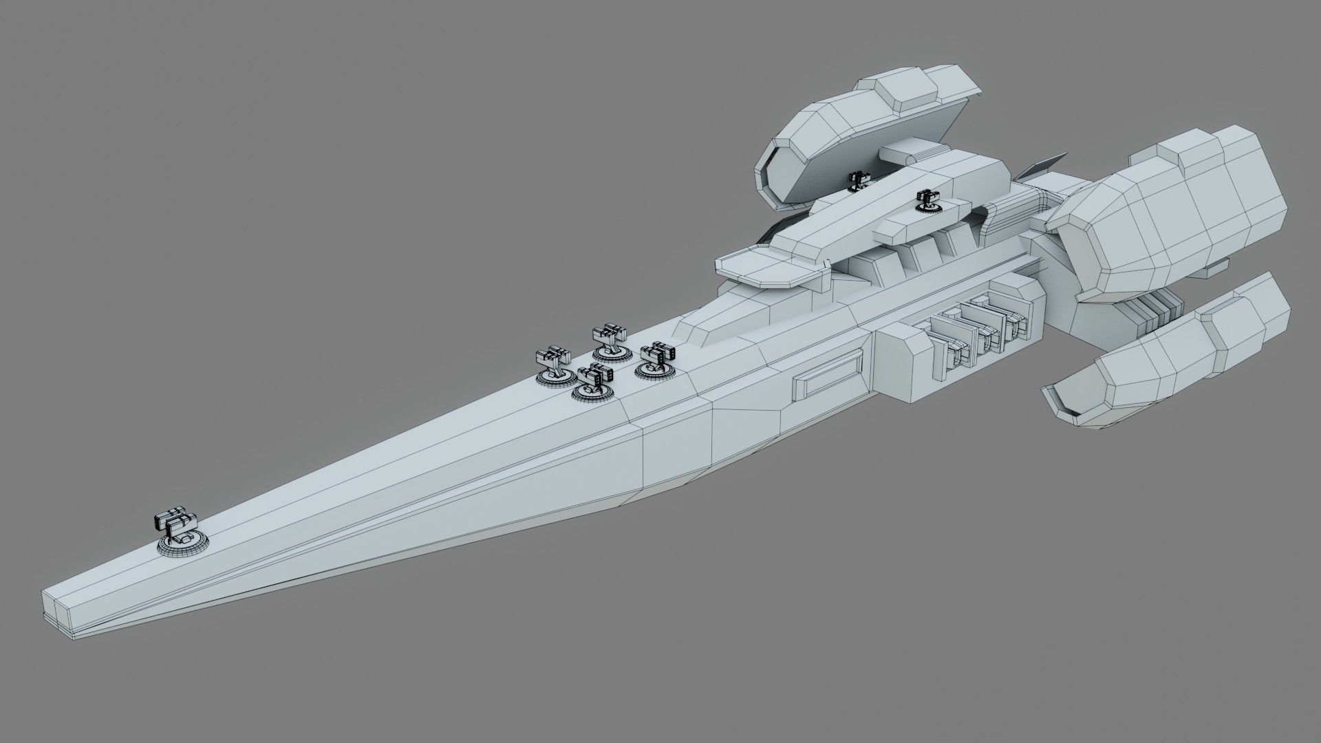 Sci-Fi Cruiser Aurora - Game Ready - PBR Low-poly 3D model_10