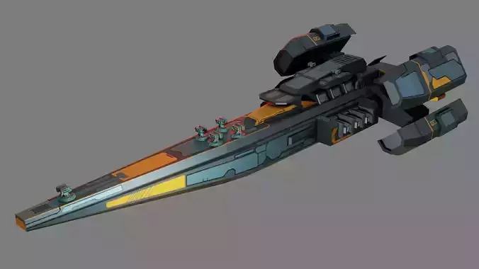 Sci-Fi Cruiser Aurora - Game Ready - PBR Low-poly 3D model