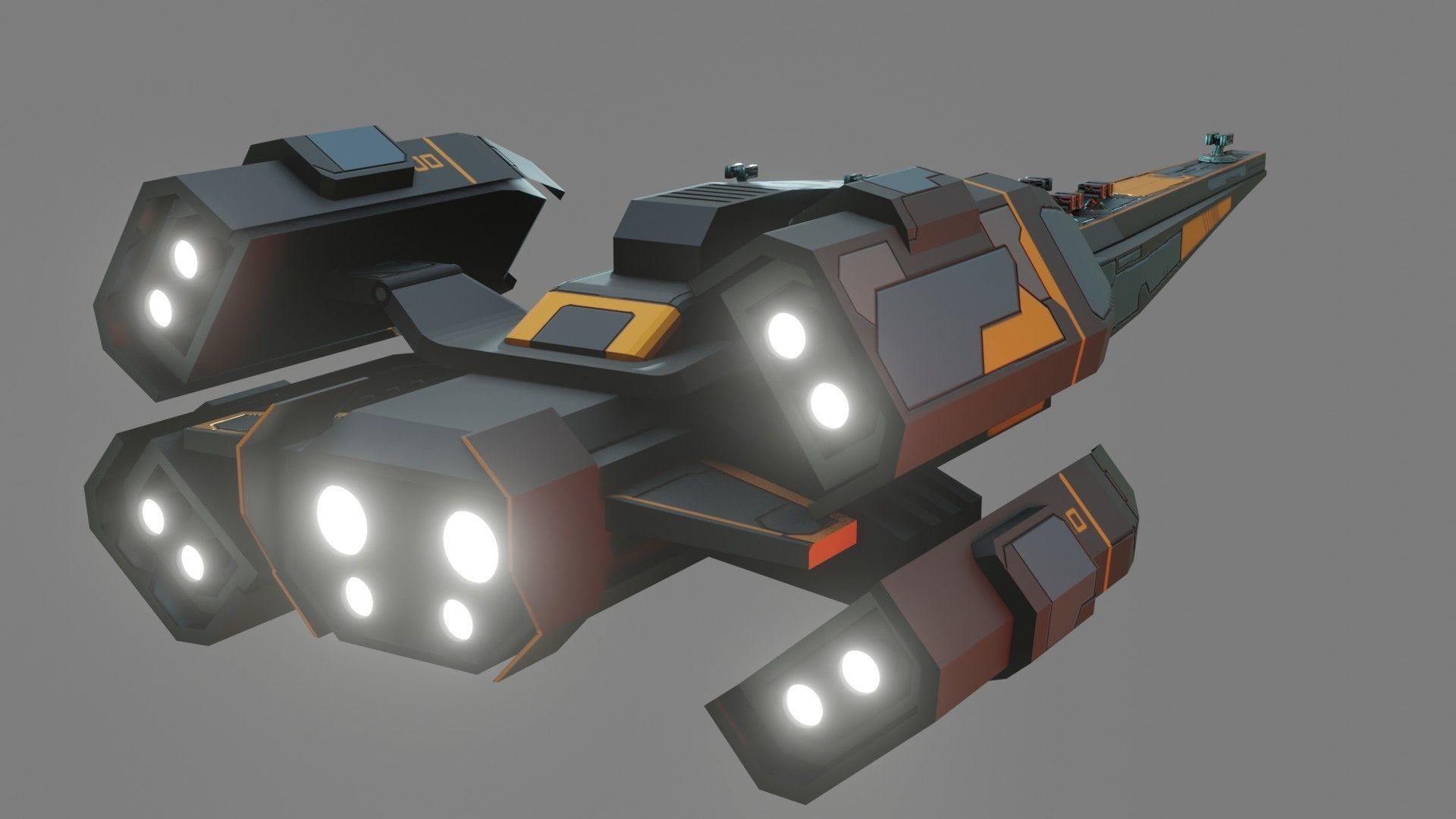 Sci-Fi Cruiser Aurora - Game Ready - PBR Low-poly 3D model_5