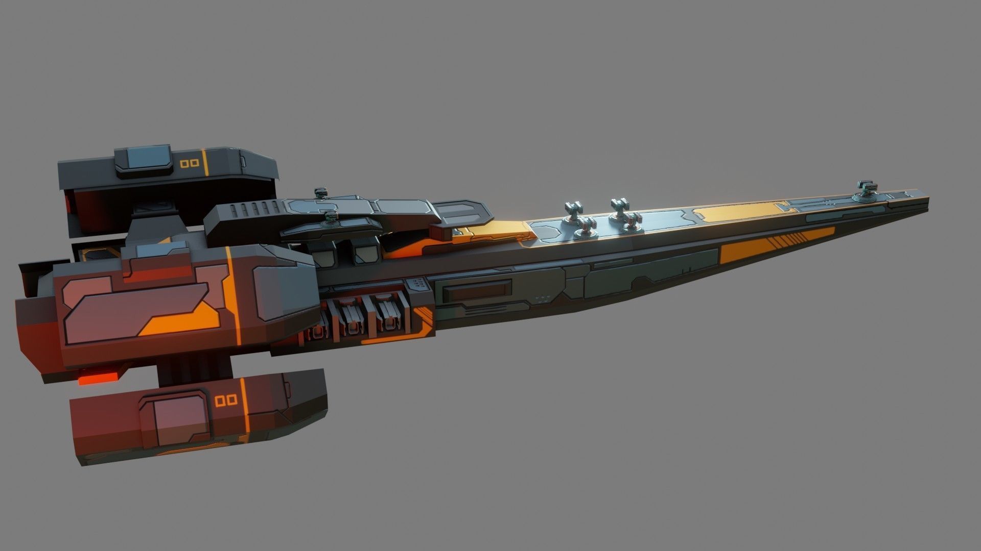 Sci-Fi Cruiser Aurora - Game Ready - PBR Low-poly 3D model_7