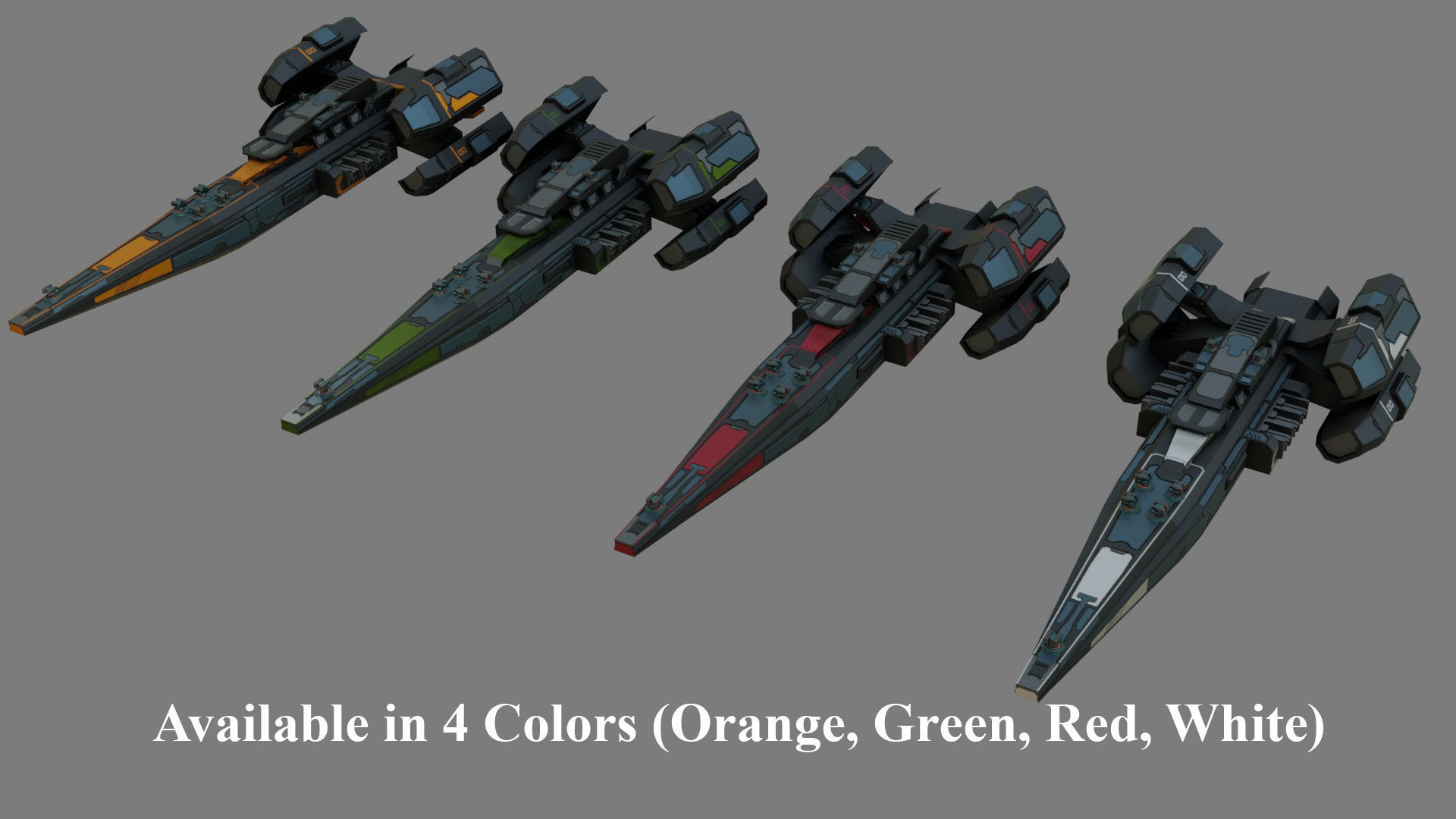 Sci-Fi Cruiser Aurora - Game Ready - PBR Low-poly 3D model_4