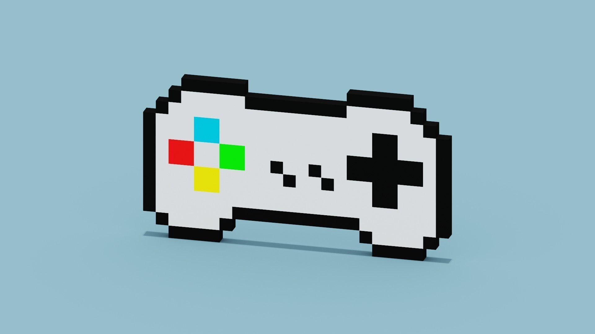 Pixel Game Controller Low-poly 3D model_7