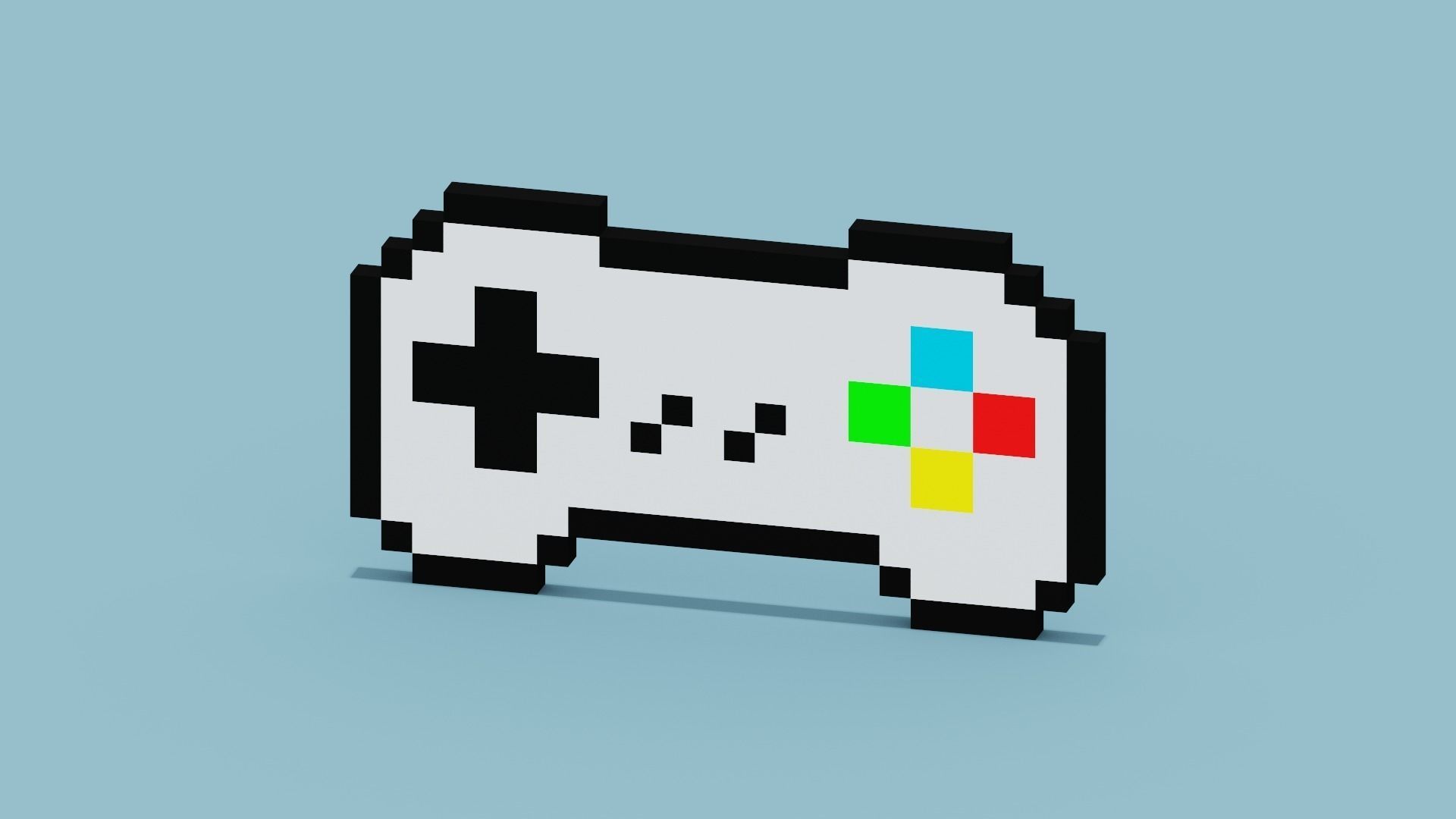 Pixel Game Controller Low-poly 3D model_1