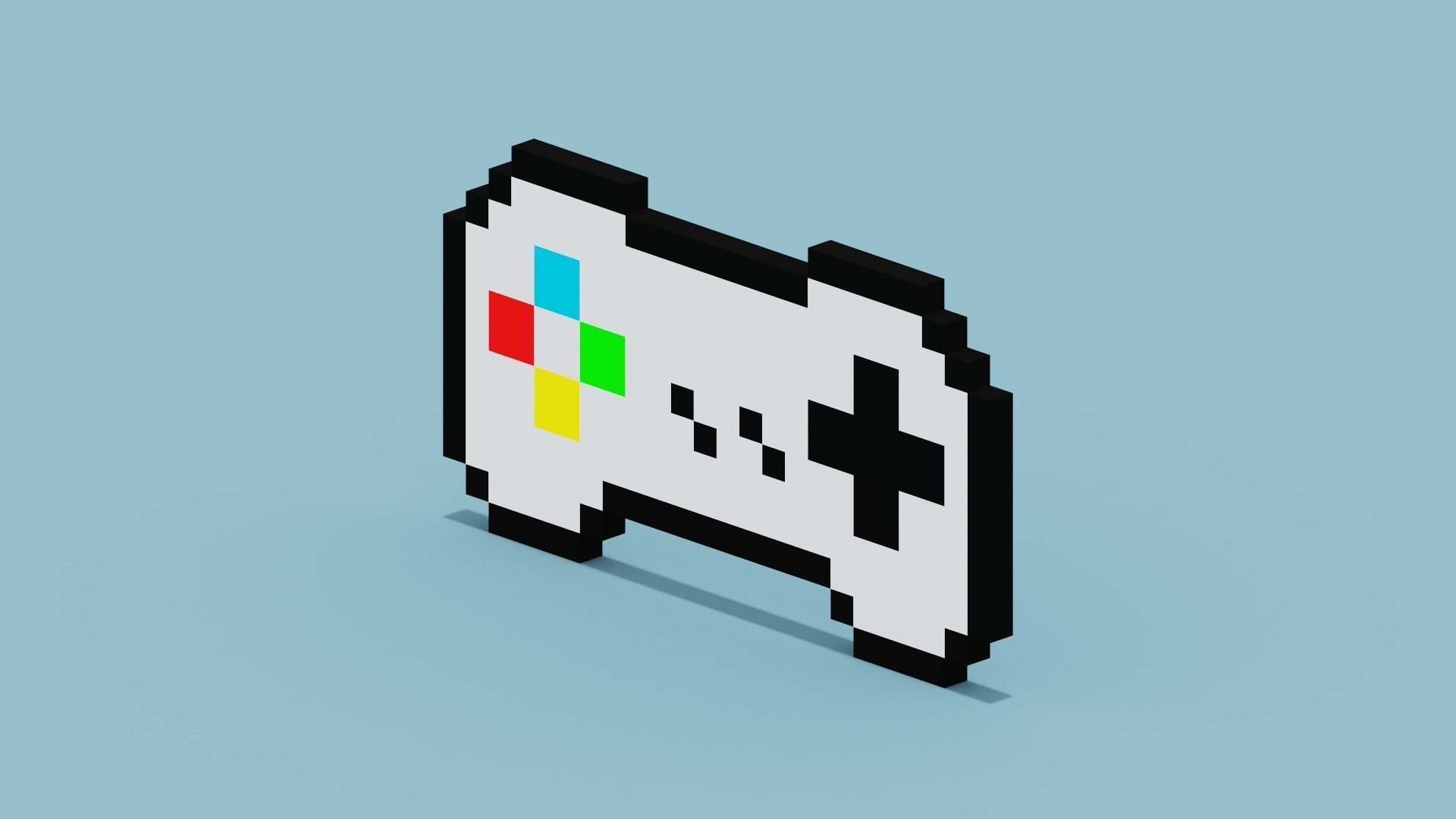Pixel Game Controller Low-poly 3D model_8