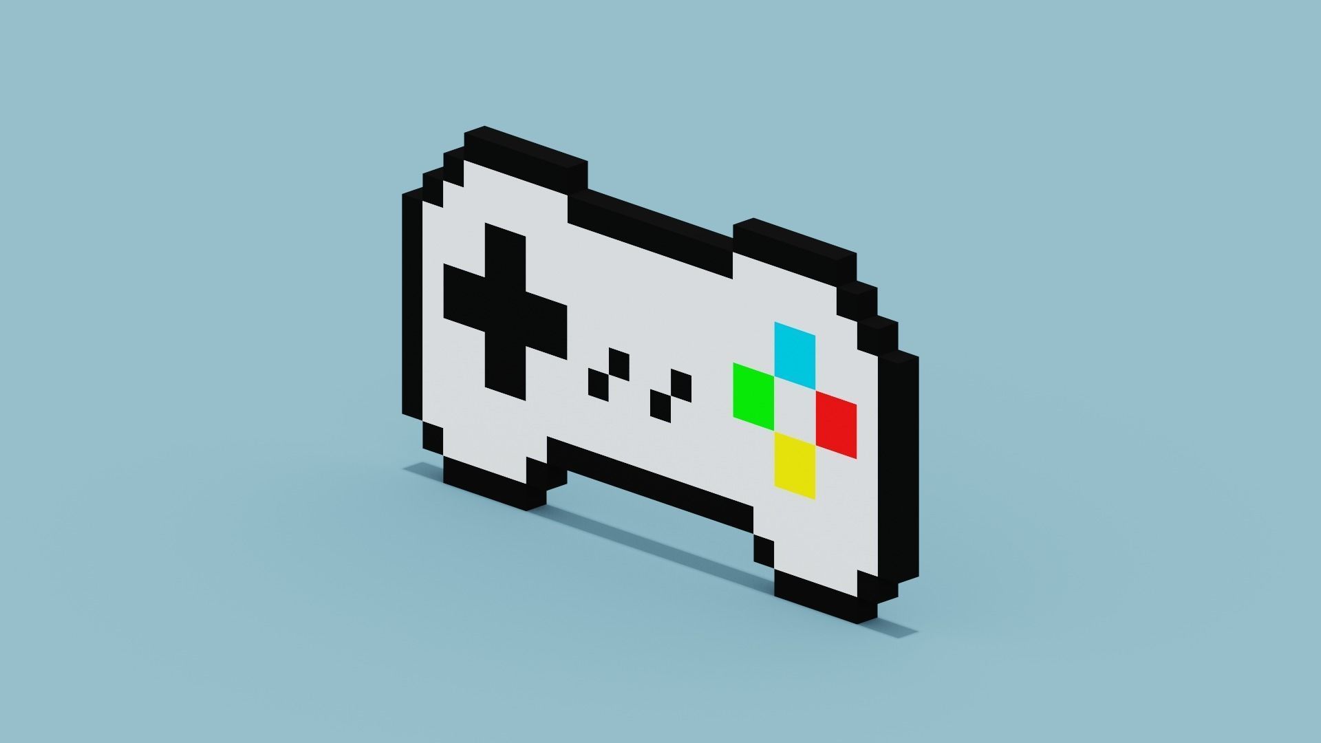 Pixel Game Controller Low-poly 3D model_2