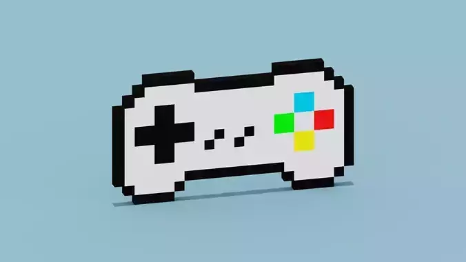 Pixel Game Controller Low-poly 3D model