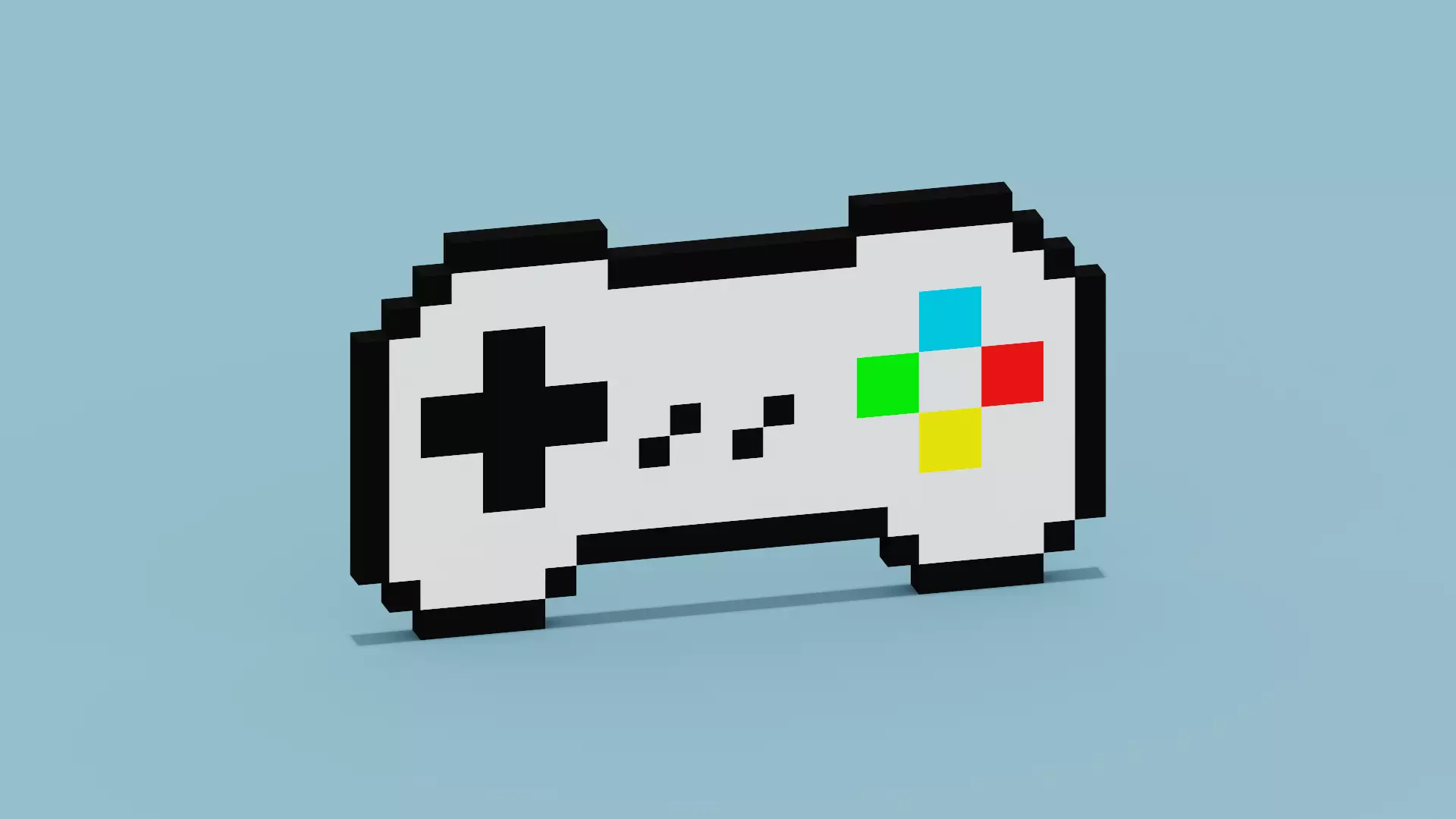 Pixel Game Controller Low-poly 3D model_0