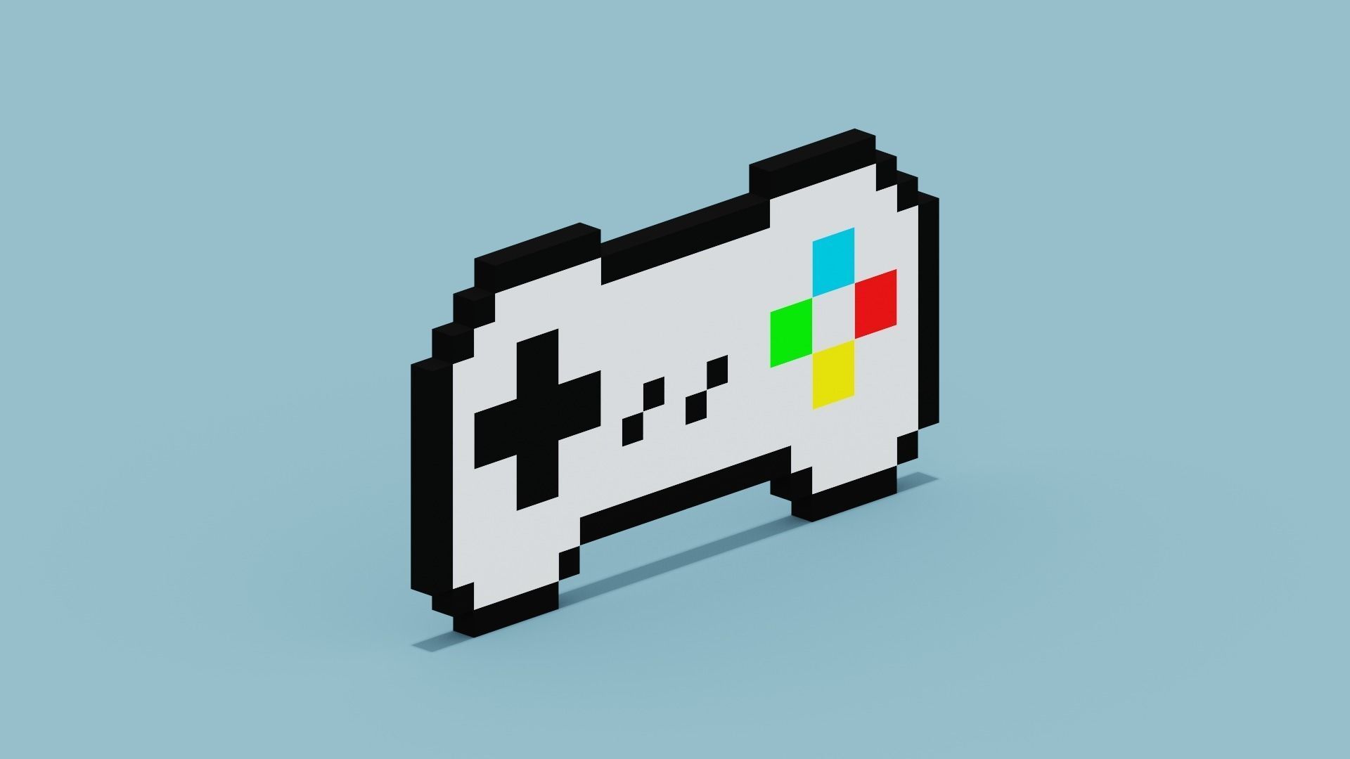 Pixel Game Controller Low-poly 3D model_11