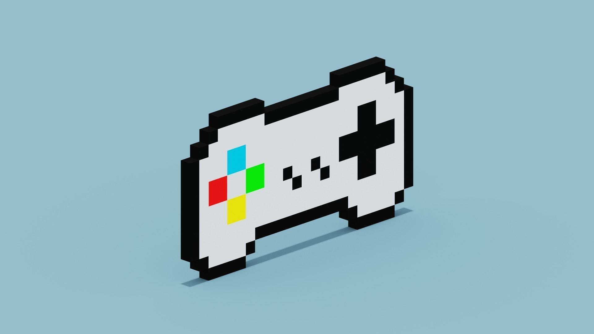 Pixel Game Controller Low-poly 3D model_5