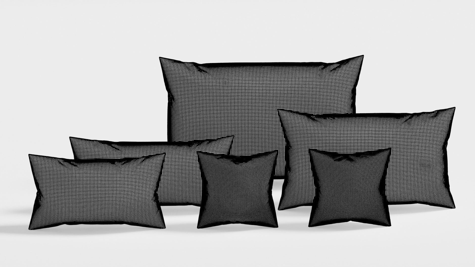 Realistic Pillow Set 3D in Real World Scale 3D model_3