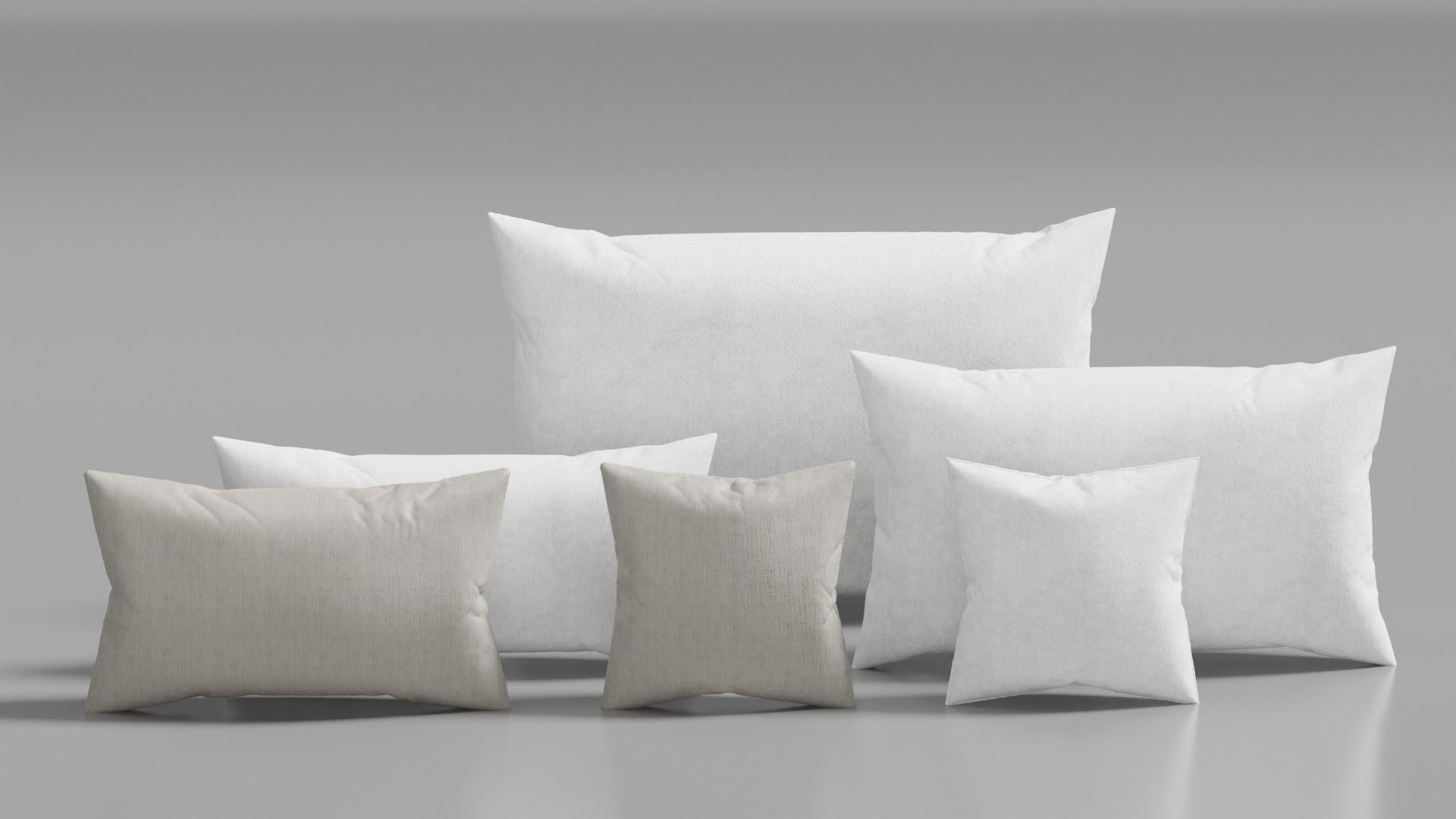 Realistic Pillow Set 3D in Real World Scale 3D model_2