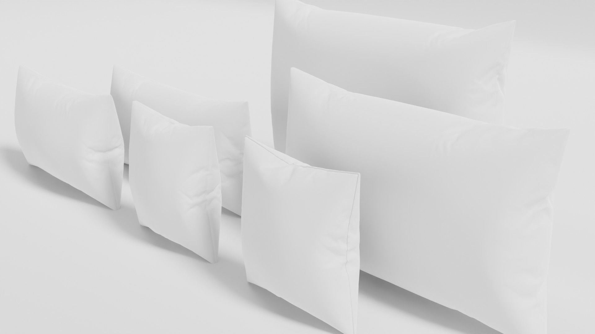 Realistic Pillow Set 3D in Real World Scale 3D model_7