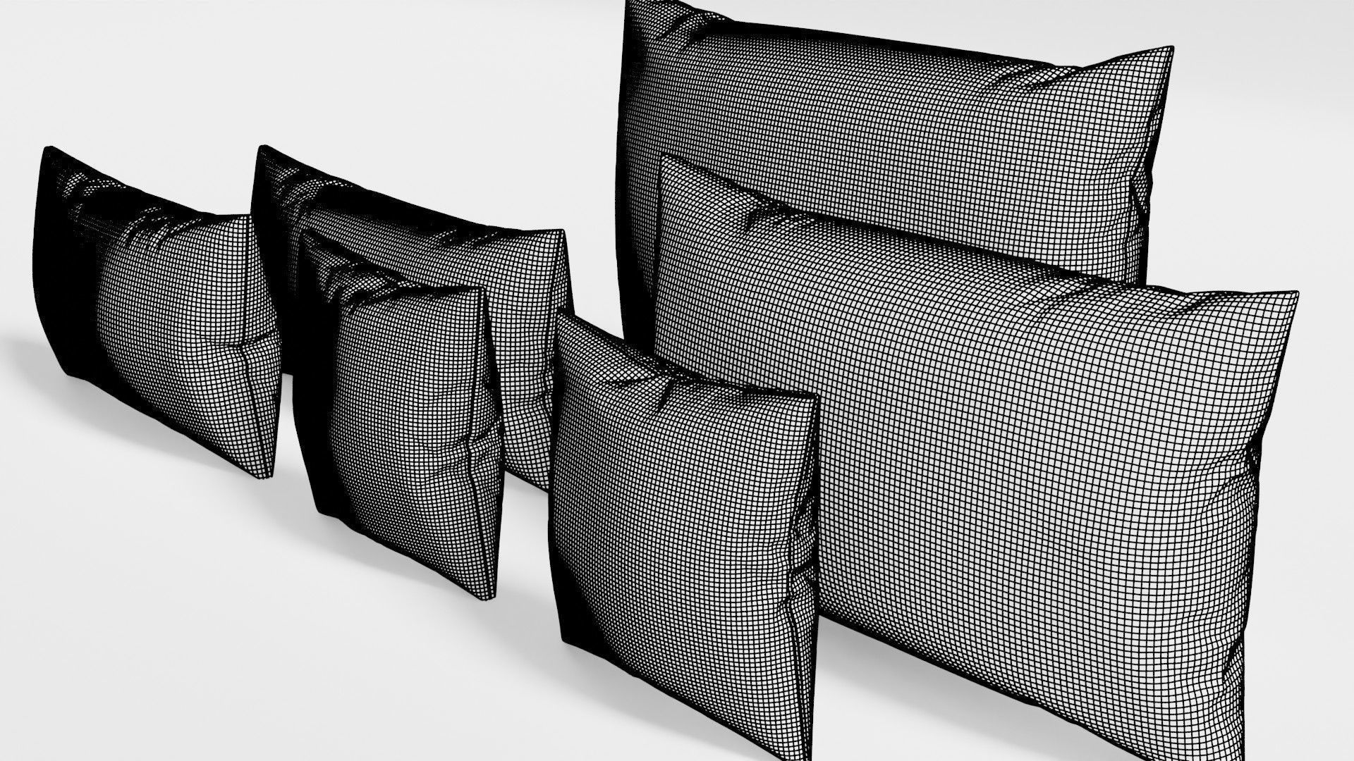 Realistic Pillow Set 3D in Real World Scale 3D model_6