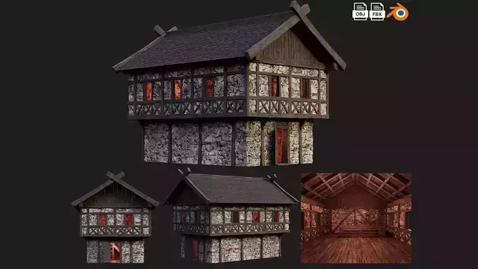 Old Medieval Building House 4K Textures GameReady 45