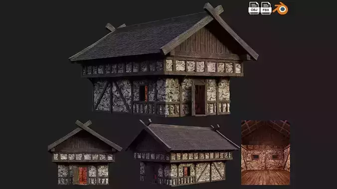 Old Medieval Building House 4K Textures GameReady 46