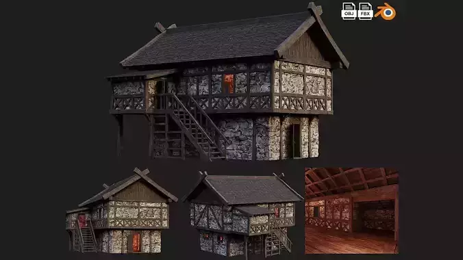 Old Medieval Building House 4K Textures GameReady 47