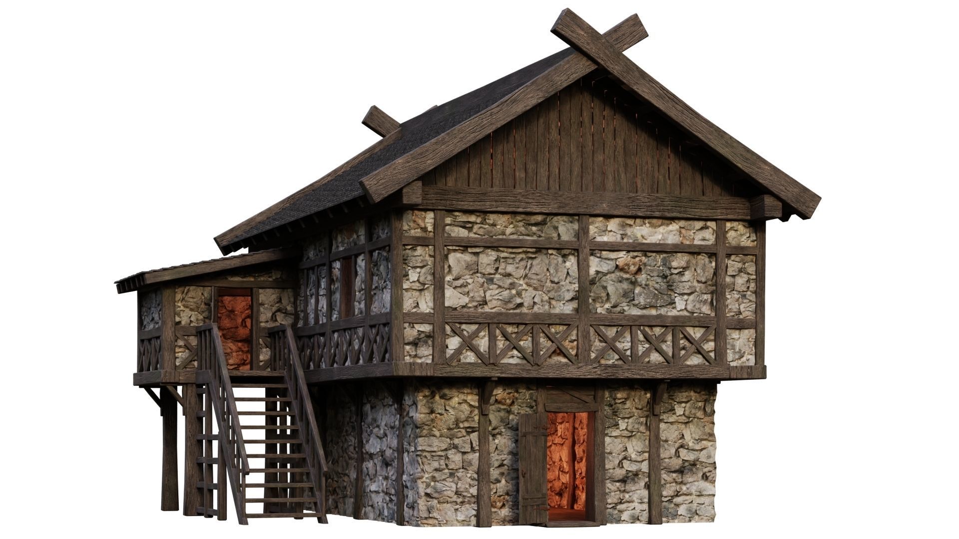 Old Medieval Building House 4K Textures GameReady 47 Low-poly 3D model_3