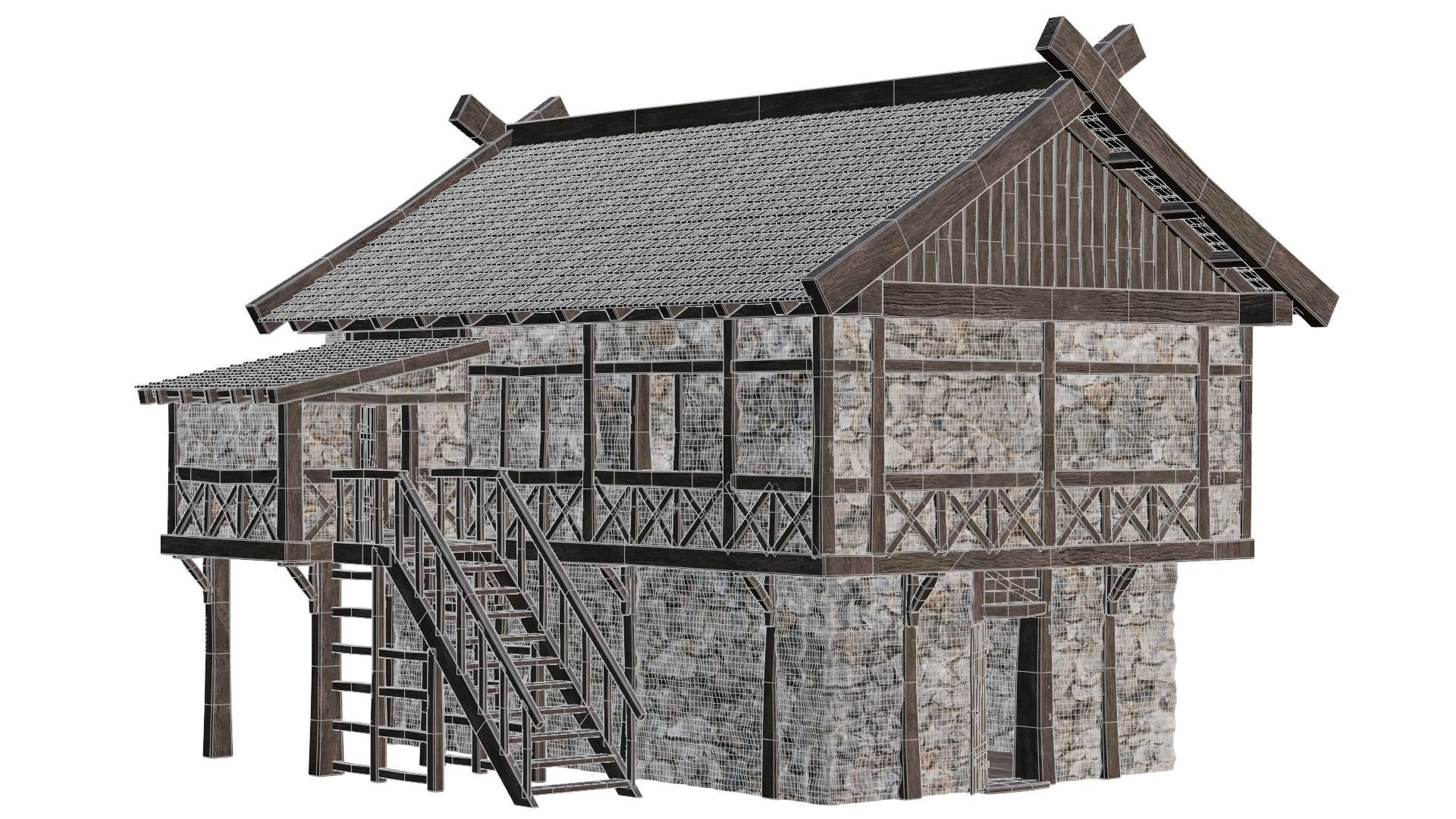 Old Medieval Building House 4K Textures GameReady 47 Low-poly 3D model_5