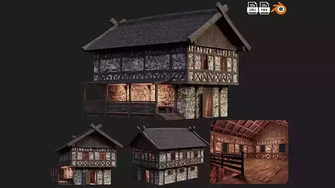 Old Medieval Building House 4K Textures GameReady 48