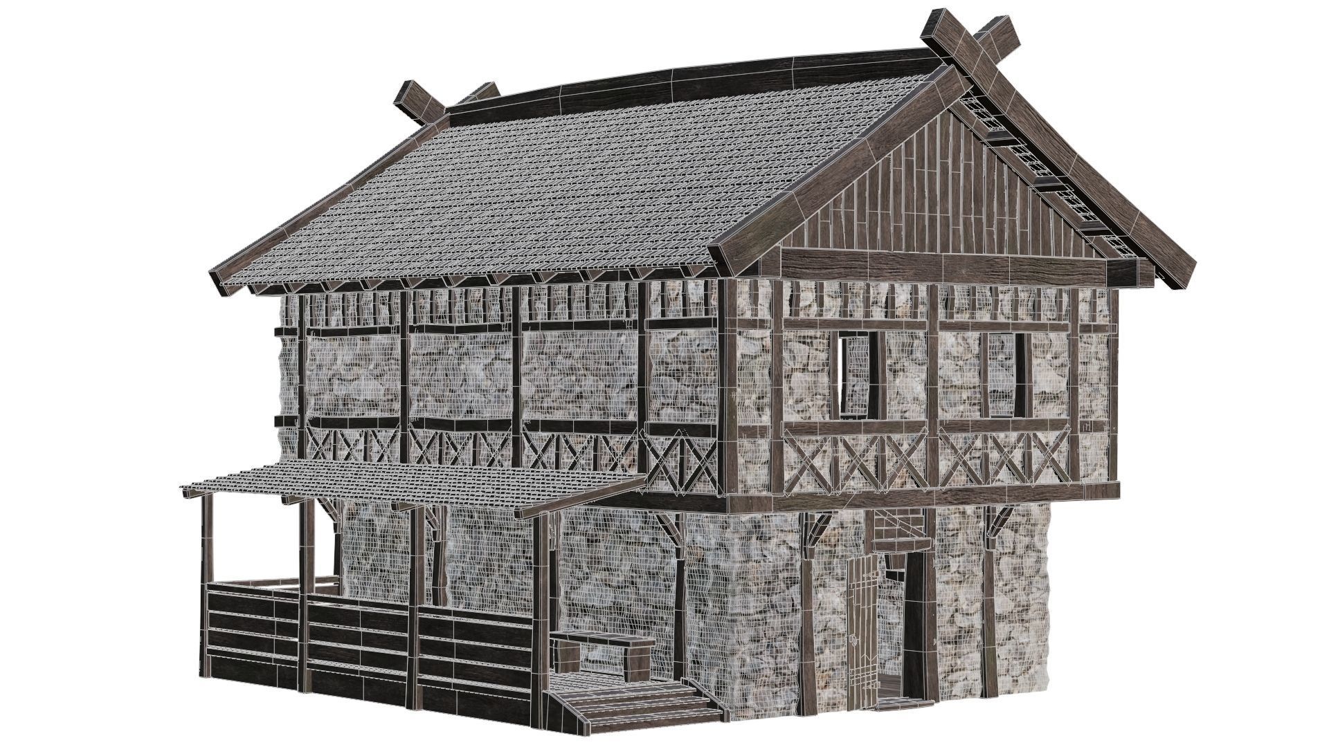 Old Medieval Building House 4K Textures GameReady 48 Low-poly 3D model_5