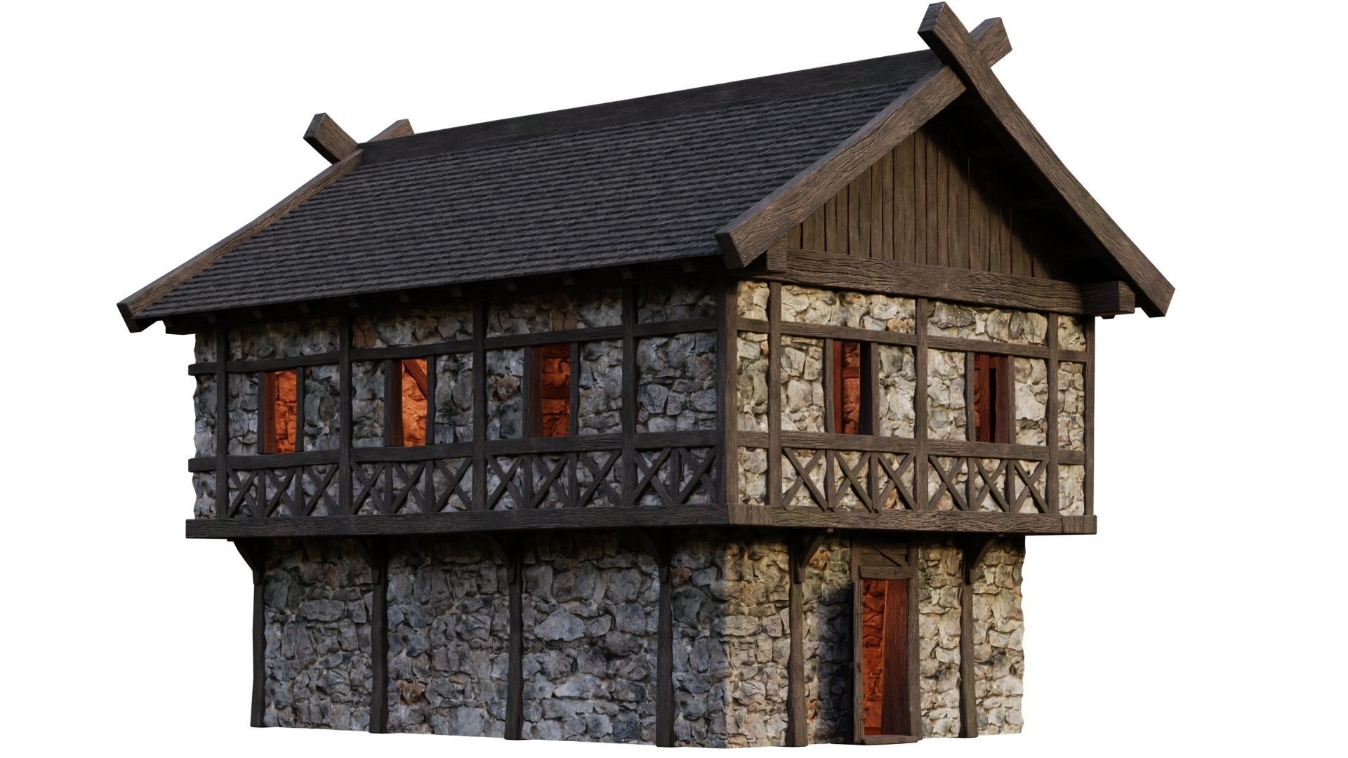 4 Old Medieval Building House Pack 4K Tex GameReady 45 to 48 Low-poly 3D model_5