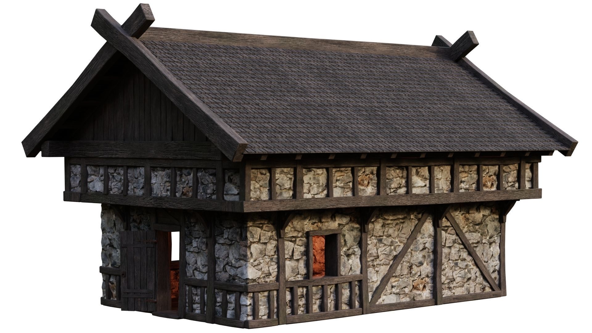 4 Old Medieval Building House Pack 4K Tex GameReady 45 to 48 Low-poly 3D model_20