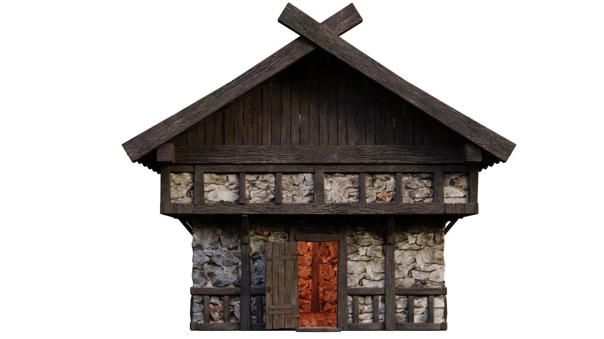 4 Old Medieval Building House Pack 4K Tex GameReady 45 to 48 Low-poly 3D model_26