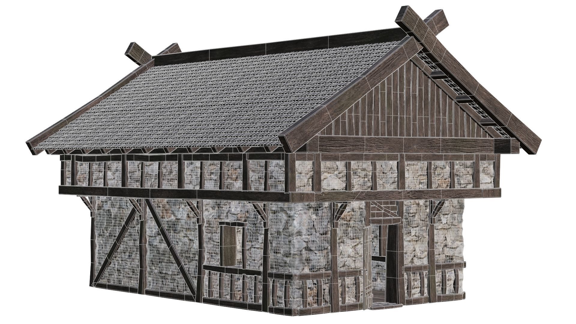 4 Old Medieval Building House Pack 4K Tex GameReady 45 to 48 Low-poly 3D model_22