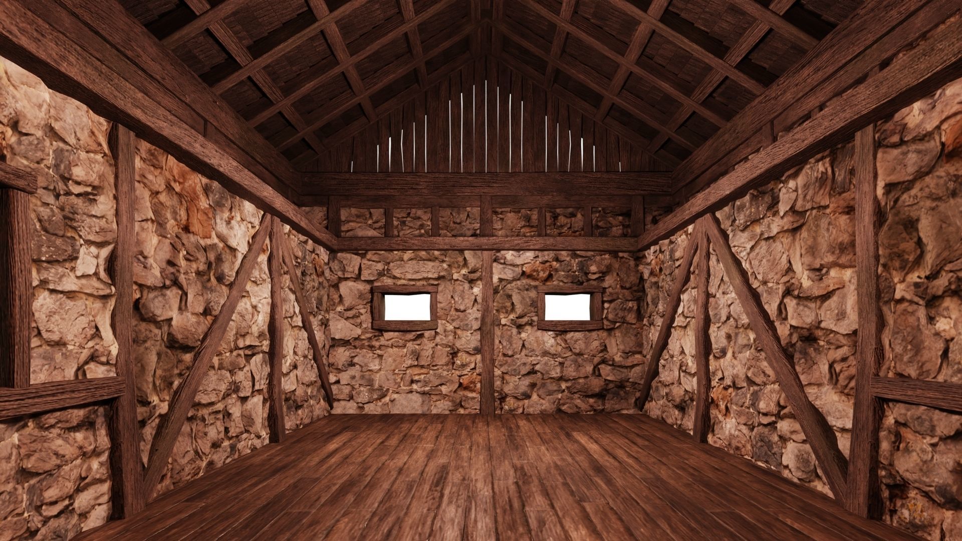 4 Old Medieval Building House Pack 4K Tex GameReady 45 to 48 Low-poly 3D model_21