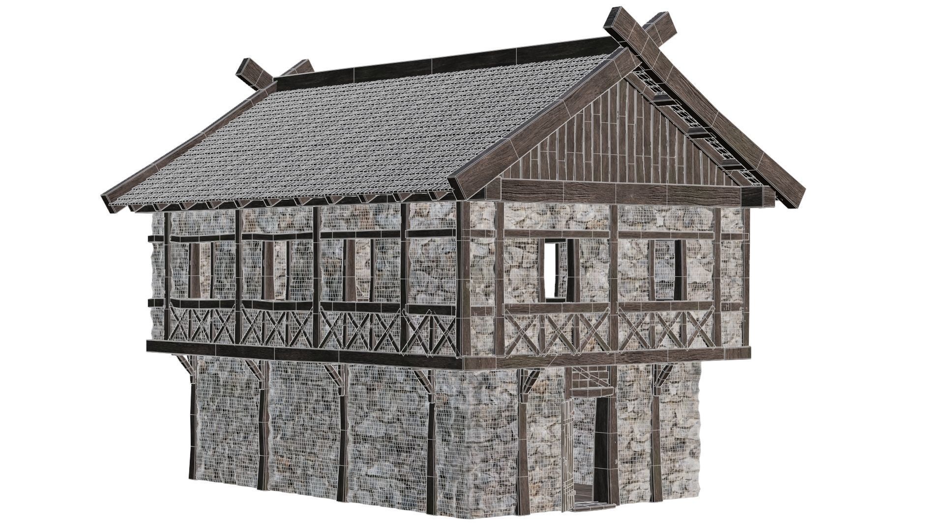 4 Old Medieval Building House Pack 4K Tex GameReady 45 to 48 Low-poly 3D model_11