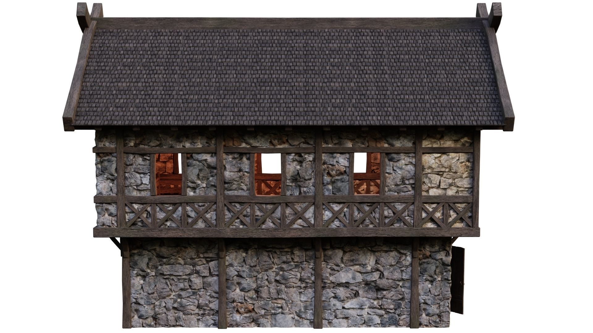 4 Old Medieval Building House Pack 4K Tex GameReady 45 to 48 Low-poly 3D model_9