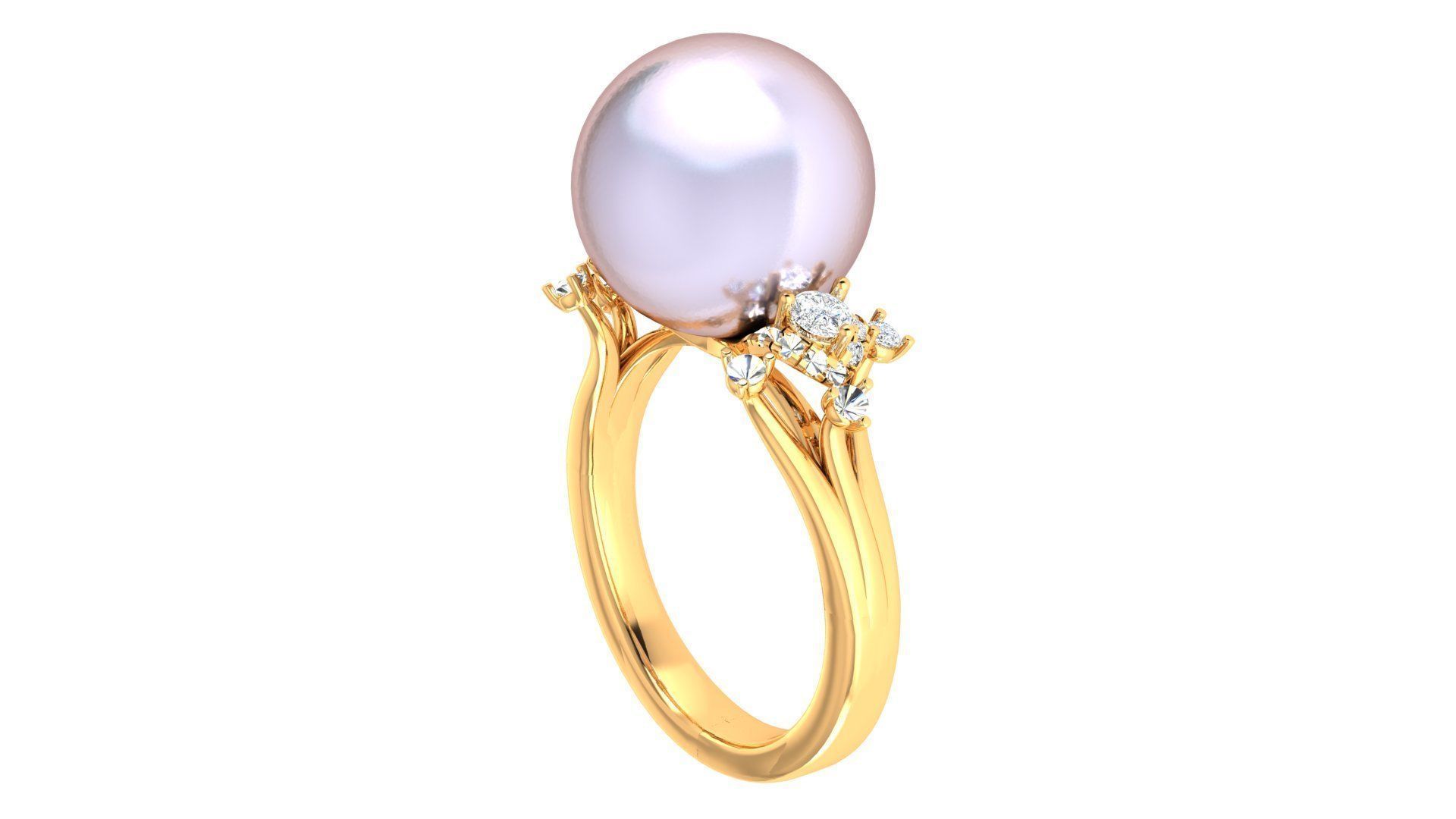 Pearl set with diamonds 3D print model_3