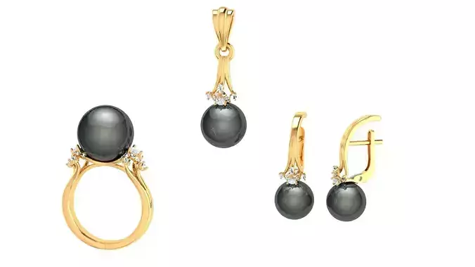 Pearl set with diamonds