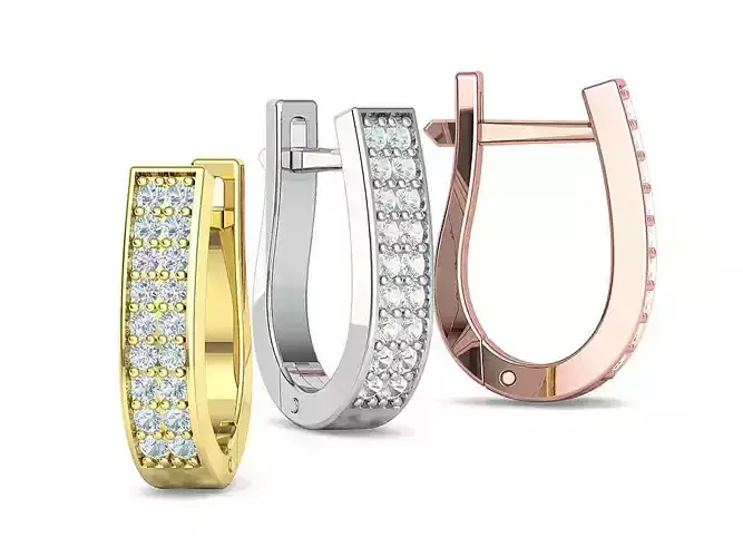 Huggie Diamond Earring 2row Diamond Earrings 3dmodel