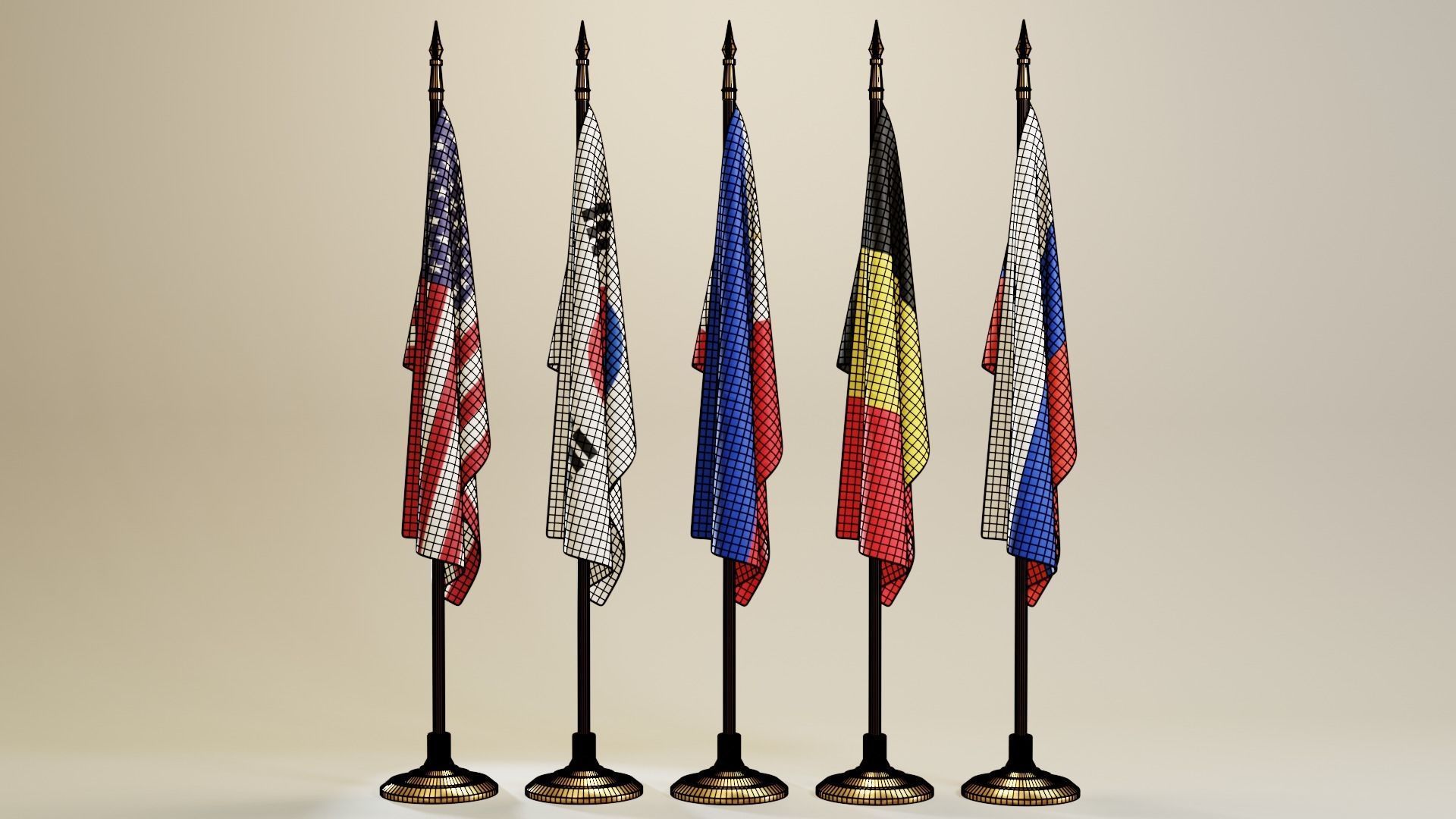 Indoor Flagpole 3D model_1