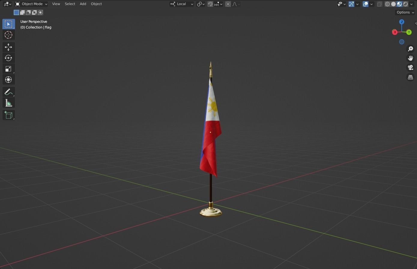Indoor Flagpole 3D model_2