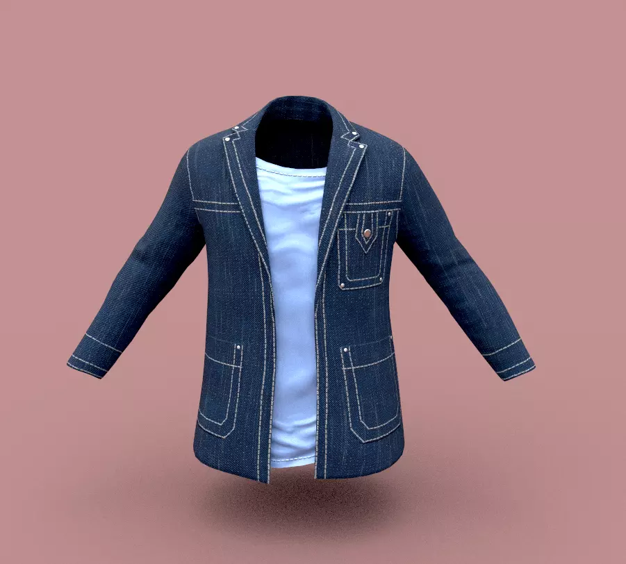 Jacket denim Low-poly 3D model