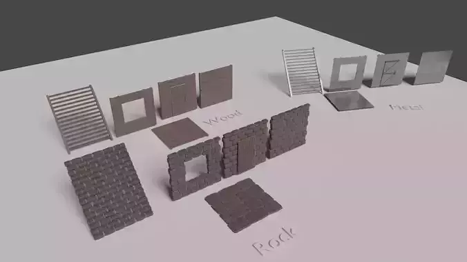 Pack of structures  Rock Metal Wood
