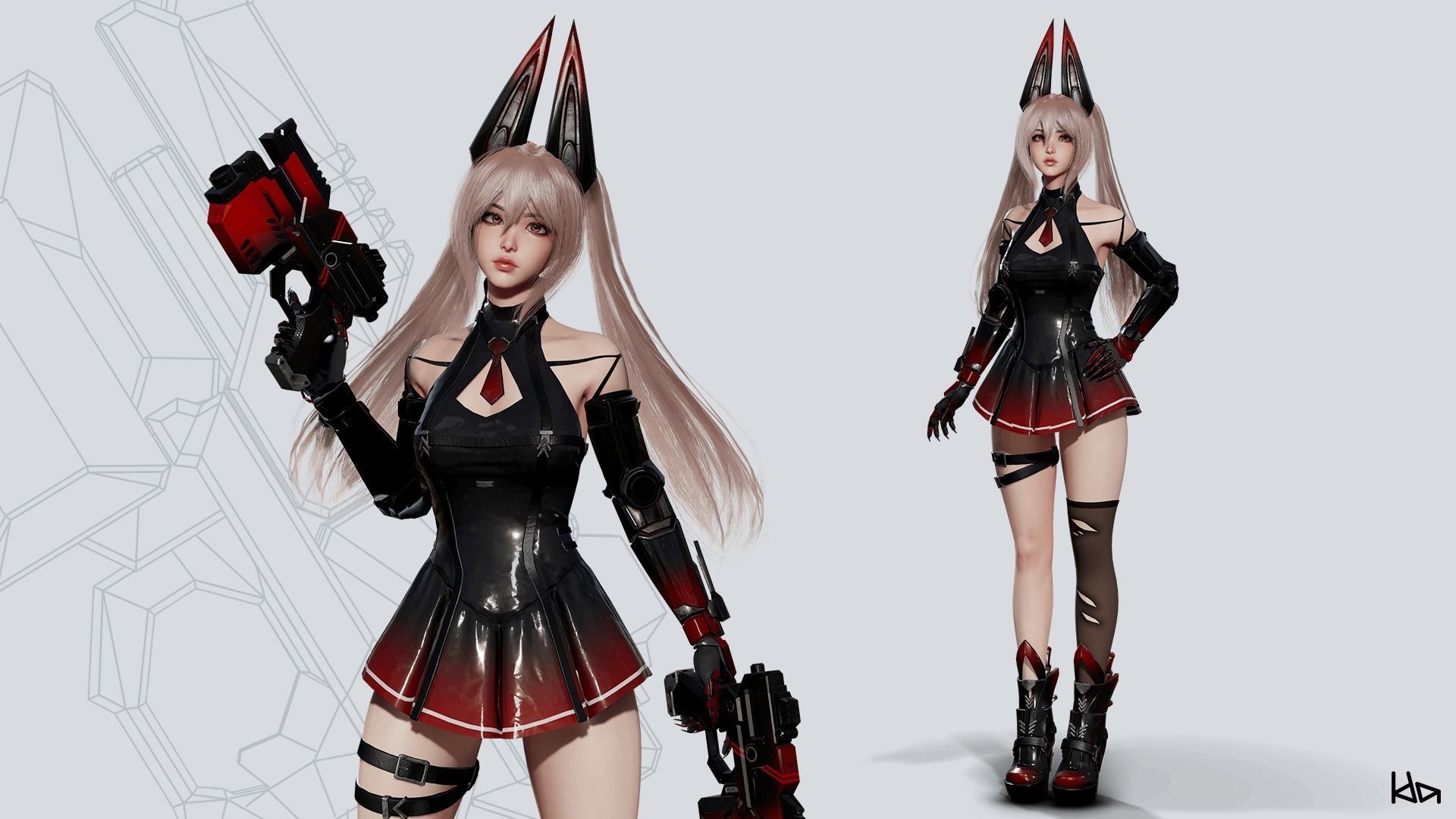 Cosmo Bunny Girl - Game-ready Low-poly 3D model_2