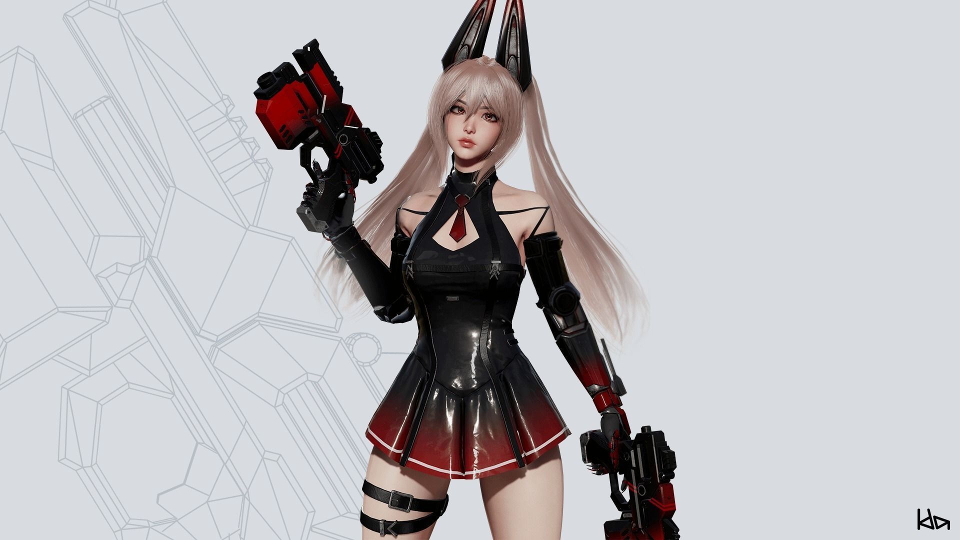 Cosmo Bunny Girl - Game-ready Low-poly 3D model_30